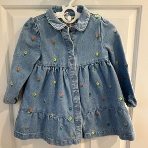 Mini Boden floral embroidered denim dress